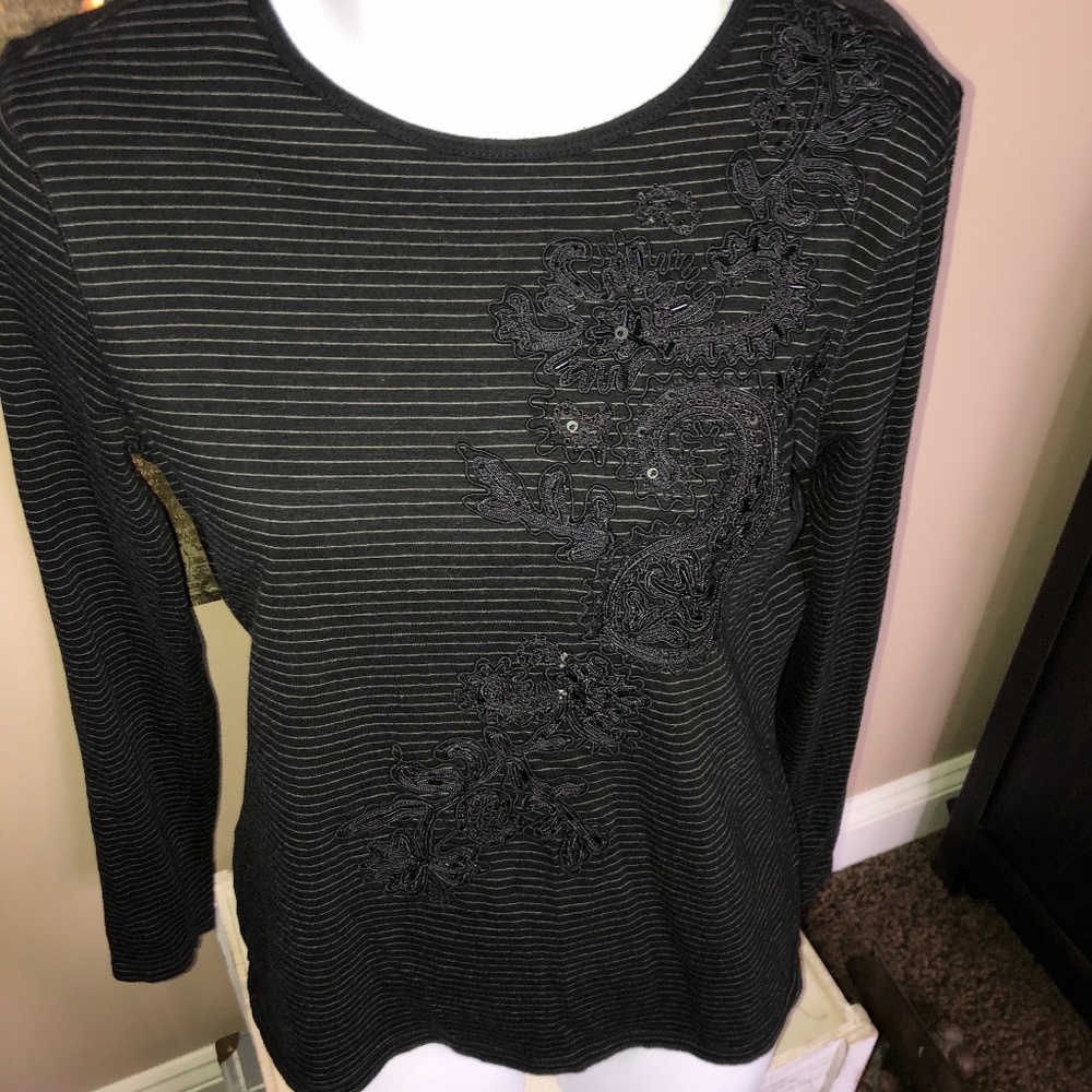 Ralph Lauren Long Sleeve Striped Shirt w Embellishment, S Like New